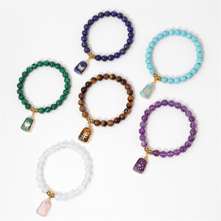 Bracciale con ciondolo stampato in perline di pietra naturale Olivenorma 