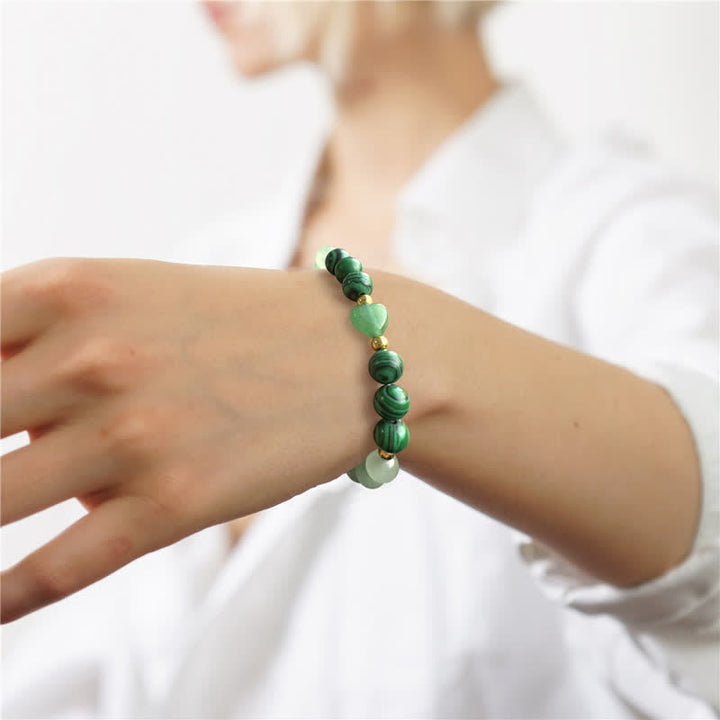 Bracciale di perline a forma di cuore in pietra naturale Olivenorma 