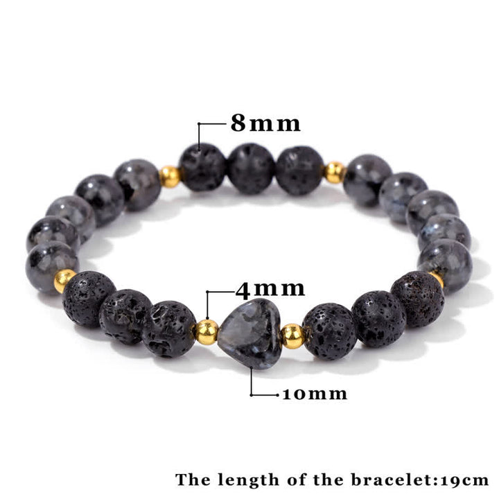 Bracciale di perline a forma di cuore in pietra naturale Olivenorma 