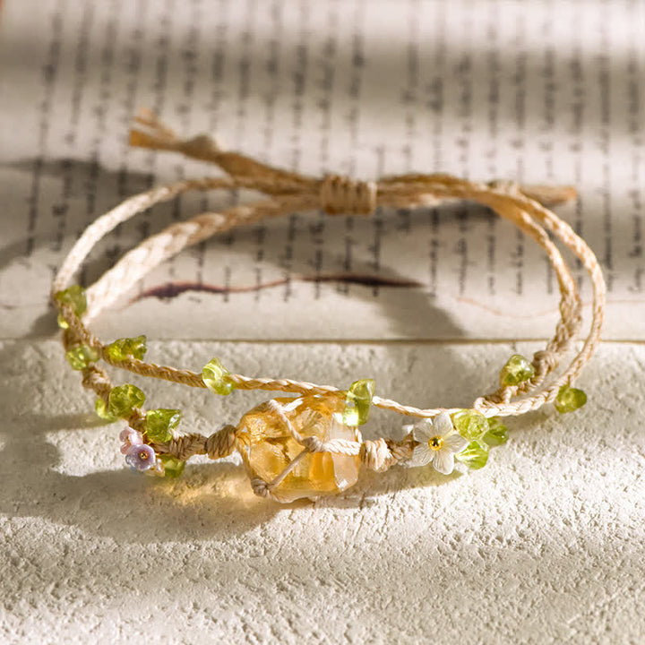 Bracciale intrecciato con pietra singola in cristallo naturale Olivenorma