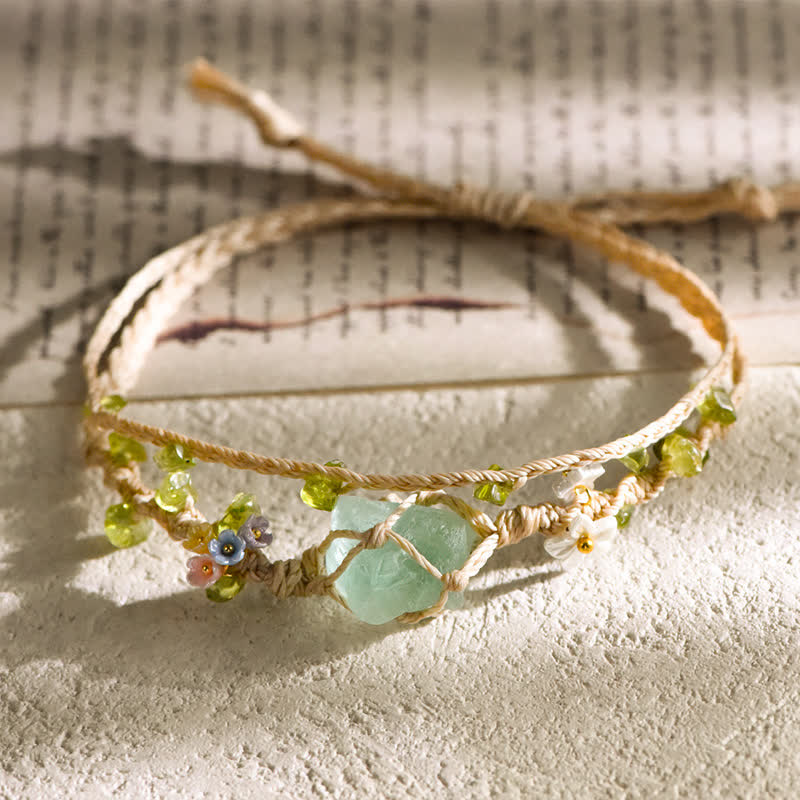 Bracciale intrecciato con pietra singola in cristallo naturale Olivenorma