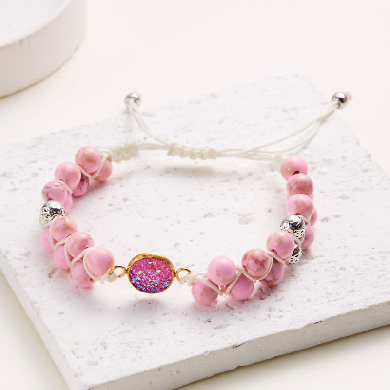 Bracciale doppio intrecciato in pietra naturale dell'imperatore Olivenorma 