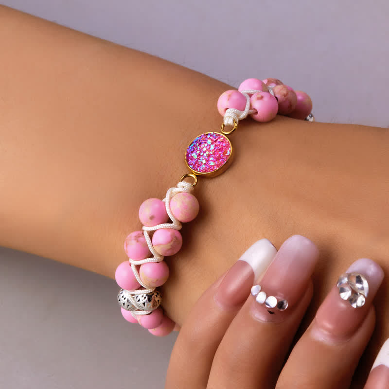 Bracciale doppio intrecciato in pietra naturale dell'imperatore Olivenorma 