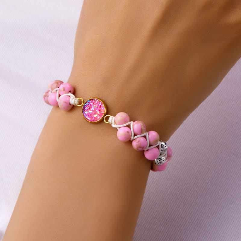 Bracciale doppio intrecciato in pietra naturale dell'imperatore Olivenorma 