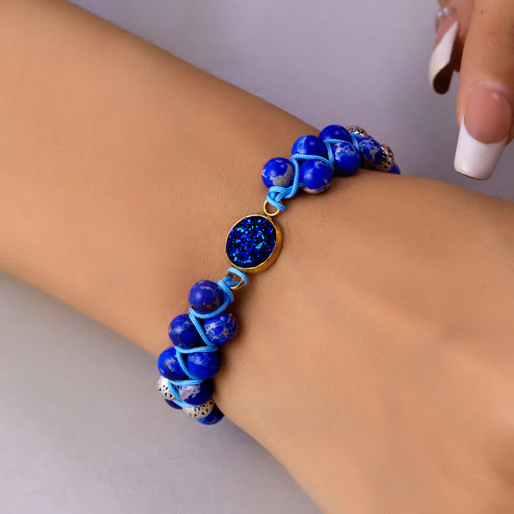 Bracciale doppio intrecciato in pietra naturale dell'imperatore Olivenorma 