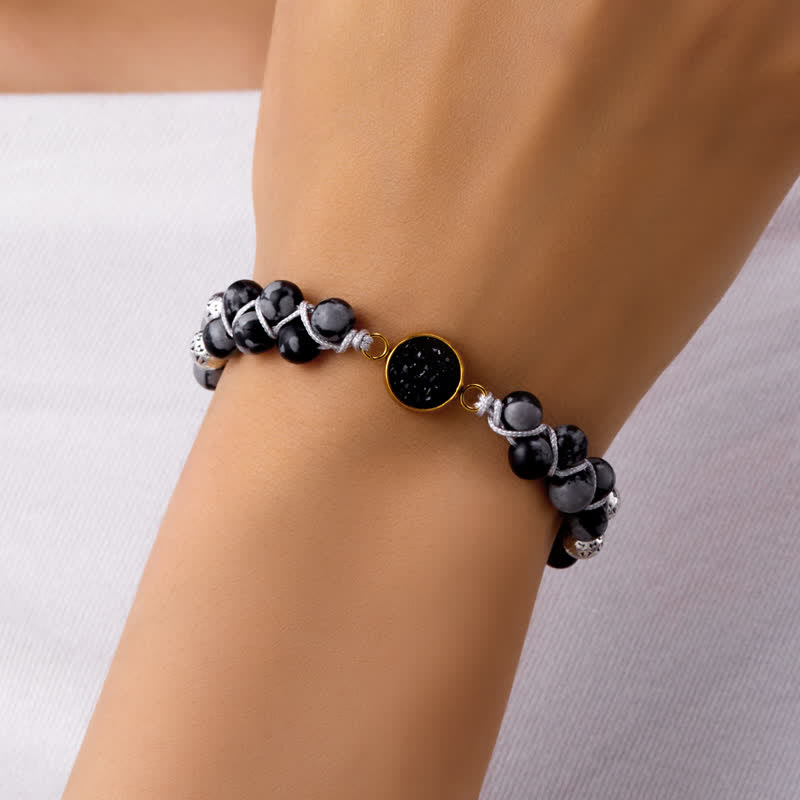 Bracciale doppio intrecciato in pietra naturale dell'imperatore Olivenorma 