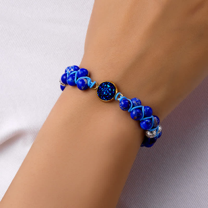 Bracciale doppio intrecciato in pietra naturale dell'imperatore Olivenorma 