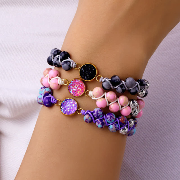 Bracciale doppio intrecciato in pietra naturale dell'imperatore Olivenorma 