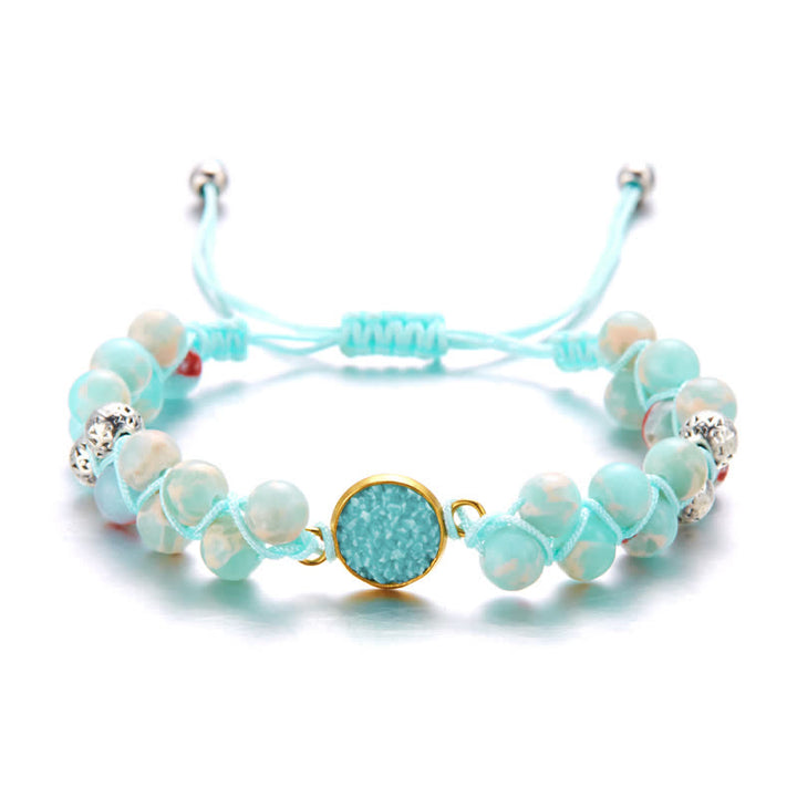 Bracciale doppio intrecciato in pietra naturale dell'imperatore Olivenorma 