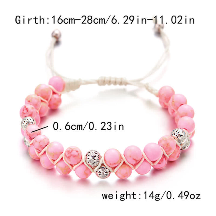 Bracciale doppio in metallo intrecciato con pietra naturale dell'imperatore Olivenorma 