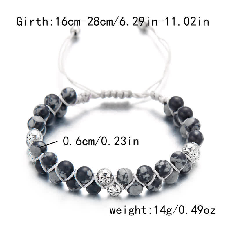 Bracciale doppio in metallo intrecciato con pietra naturale dell'imperatore Olivenorma 