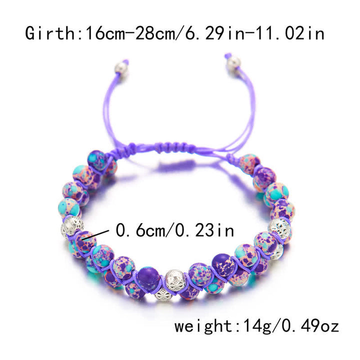 Bracciale doppio in metallo intrecciato con pietra naturale dell'imperatore Olivenorma 