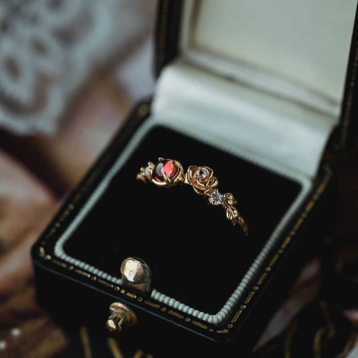 Olivenorma"Venus Rose" - Anello in granato con moissanite rosa