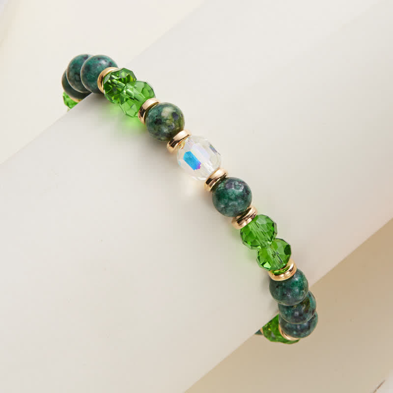 Olivenorma Braccialetto con dodici segni zodiacali in pietra naturale colorata e cristallo 