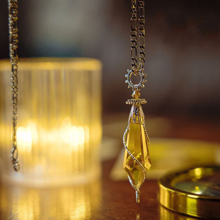 Olivenorma Signore dei Misteri | Meditazione Klein Citrino Collana Pendolo 