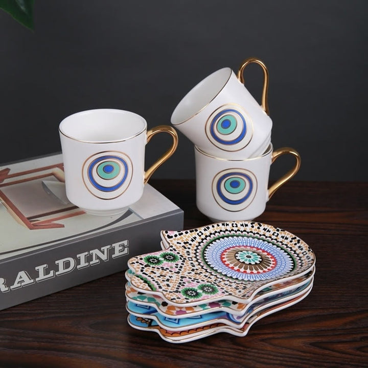 Olivenorma Bohemian Hamsa Hand Mug Tazza con sottobicchiere