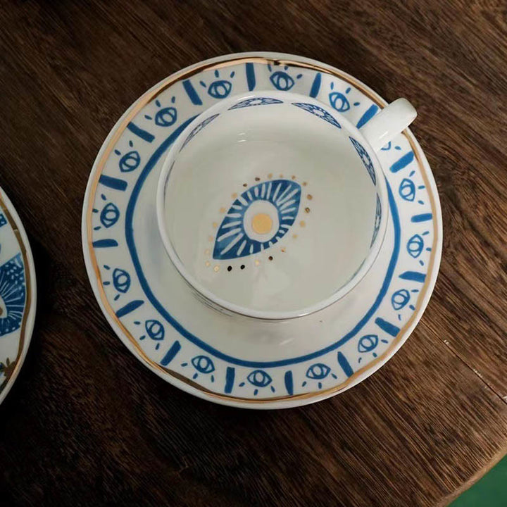 Olivenorma Tazza in ceramica con mano di Hamsa estetica sottobicchiere