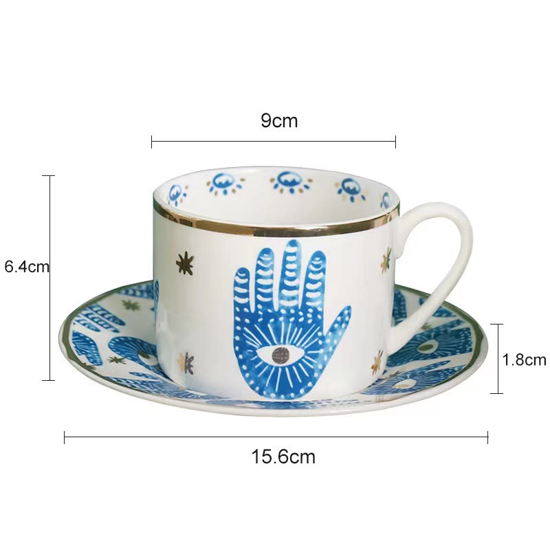 Olivenorma Tazza in ceramica con mano di Hamsa estetica sottobicchiere