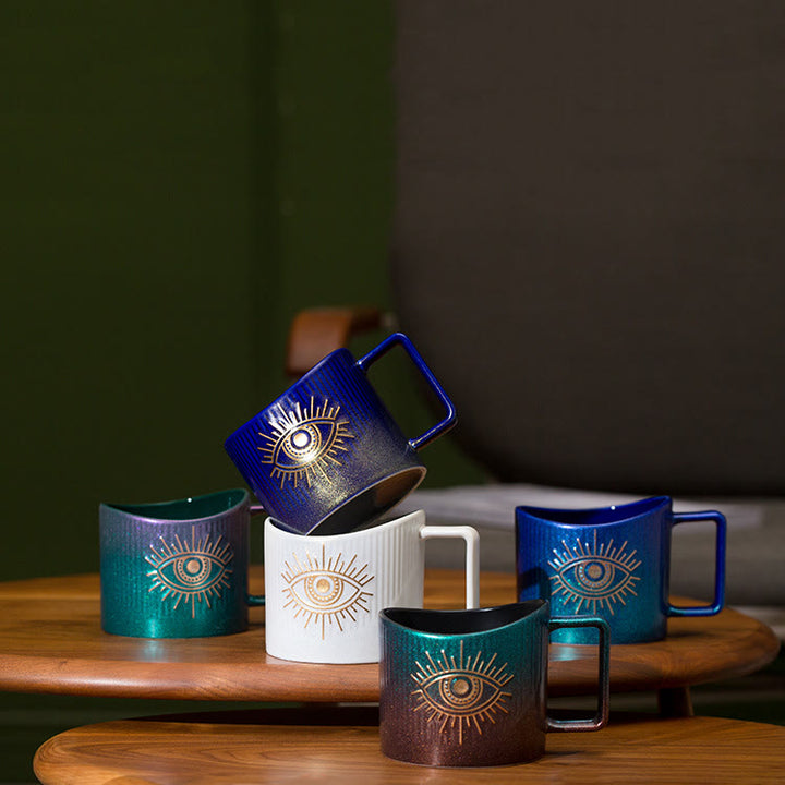 Olivenorma Tazza in ceramica con occhio malvagio Tazza per acqua glitterata