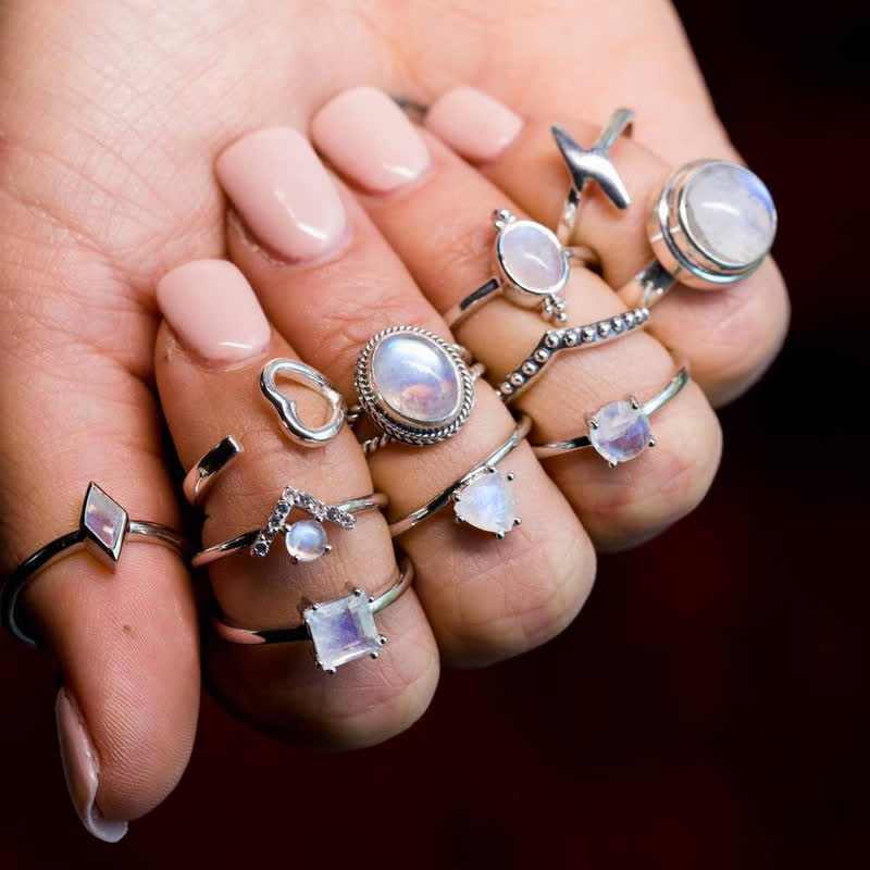 Anello Marquise in Pietra di Luna Naturale Olivenorma