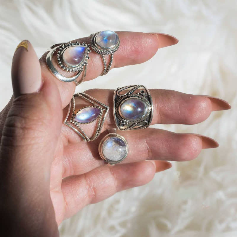 Anello Marquise in Pietra di Luna Naturale Olivenorma