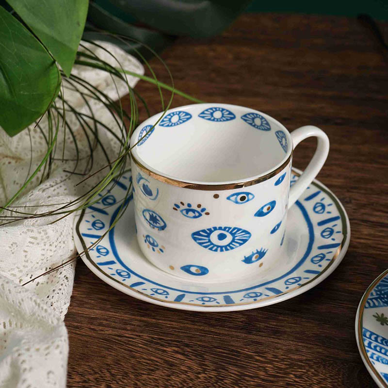 Olivenorma Tazza in ceramica con mano di Hamsa estetica sottobicchiere