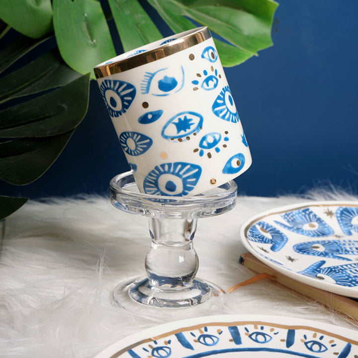 Tazza da tè in ceramica con mano di Hamsa e occhio malvagio Olivenorma