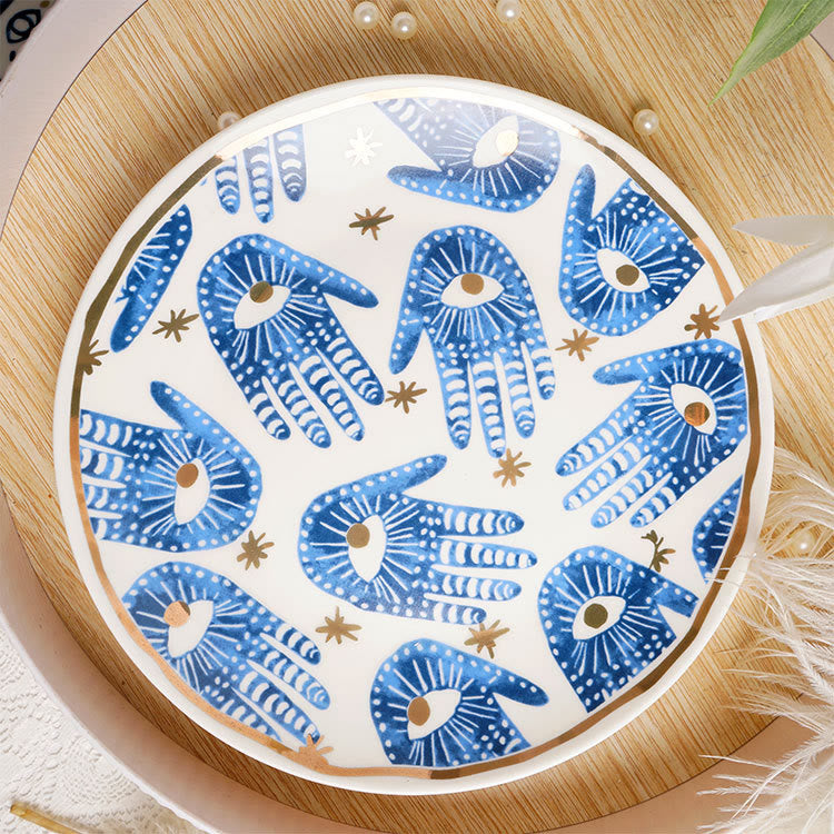 Tazza da tè in ceramica con mano di Hamsa e occhio malvagio Olivenorma