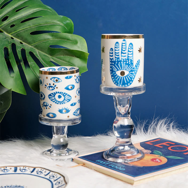 Tazza da tè in ceramica con mano di Hamsa e occhio malvagio Olivenorma