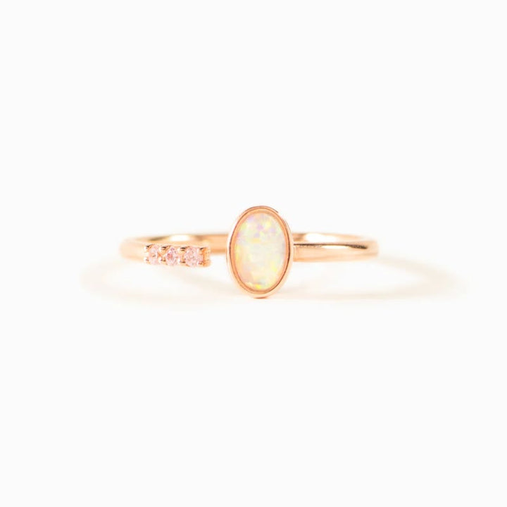 Olivenorma S925 Sterling Silver Anello semplice regolabile con opale