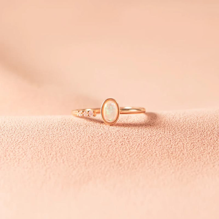 Olivenorma S925 Sterling Silver Anello semplice regolabile con opale