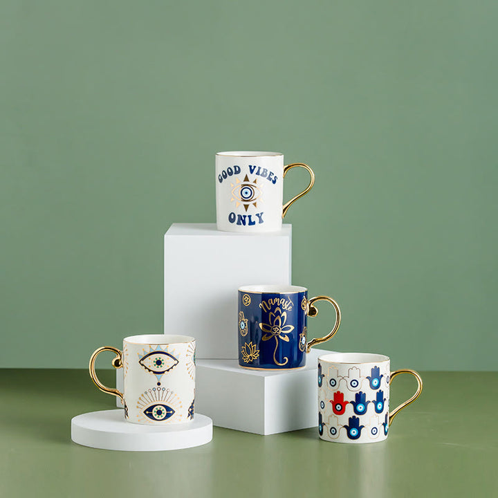 Olivenorma Tazza da caffè in ceramica con motivo a occhio diabolico