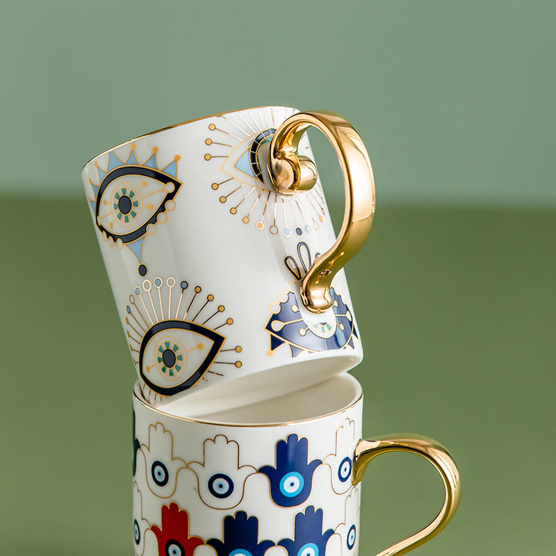 Olivenorma Tazza da caffè in ceramica con motivo a occhio diabolico