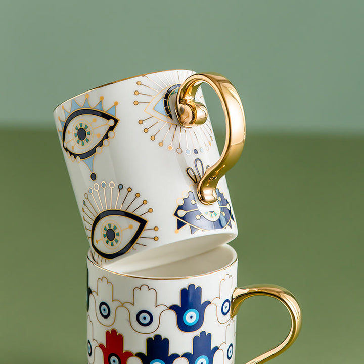 Olivenorma Tazza da caffè in ceramica con motivo a occhio diabolico
