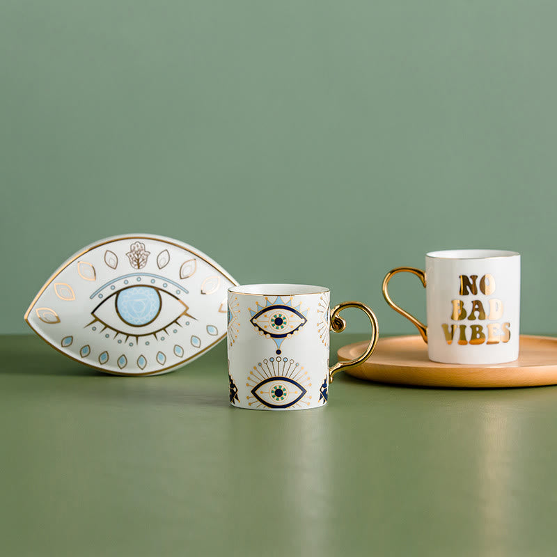 Olivenorma Tazza da caffè in ceramica con motivo a occhio diabolico