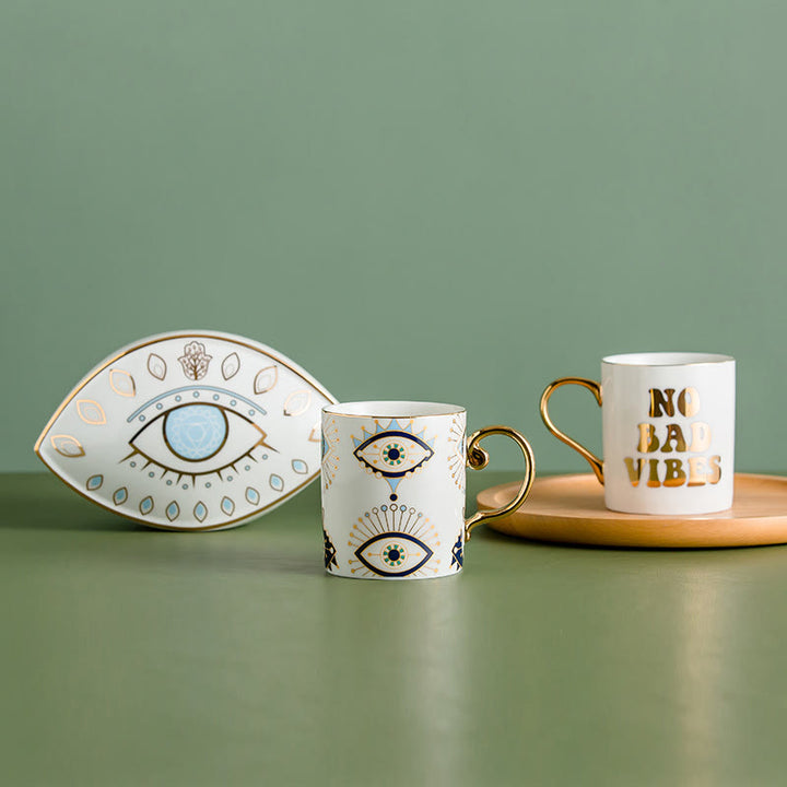 Olivenorma Tazza da caffè in ceramica con motivo a occhio diabolico