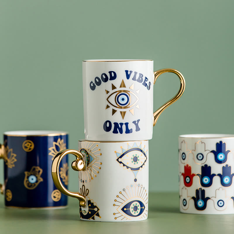 Olivenorma Tazza da caffè in ceramica con motivo a occhio diabolico