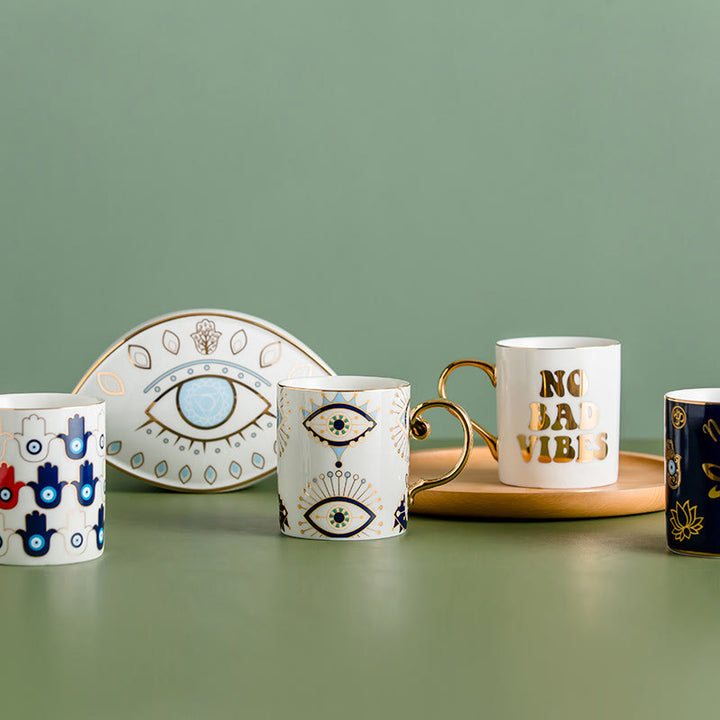 Olivenorma Tazza da caffè in ceramica con motivo a occhio diabolico