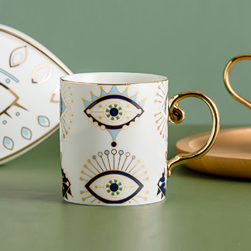Olivenorma Tazza da caffè in ceramica con motivo a occhio diabolico