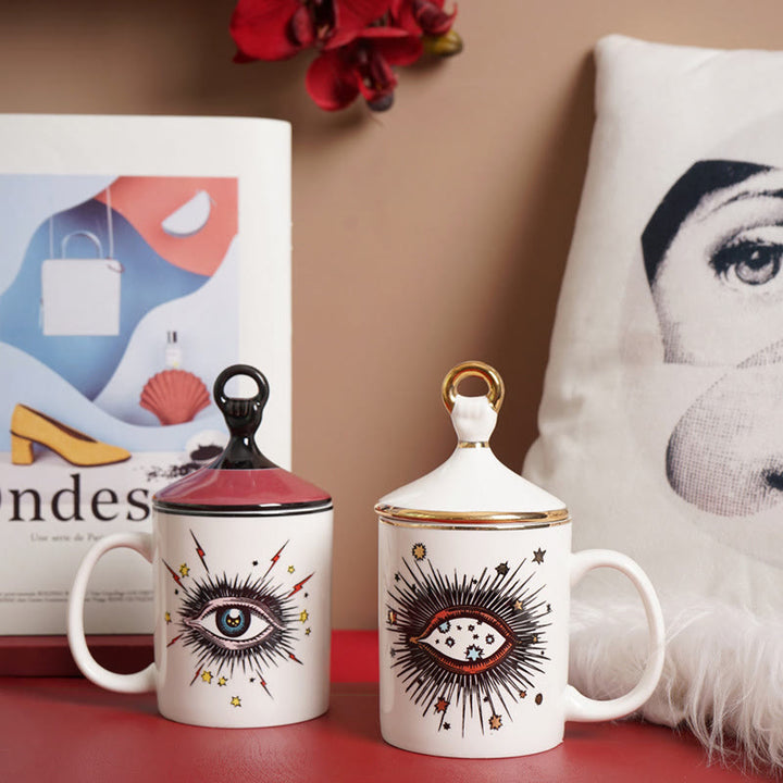 Olivenorma Tazza da caffè creativa Evil Eye con coperchio