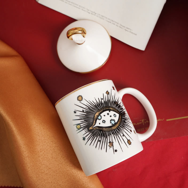 Olivenorma Tazza da caffè creativa Evil Eye con coperchio