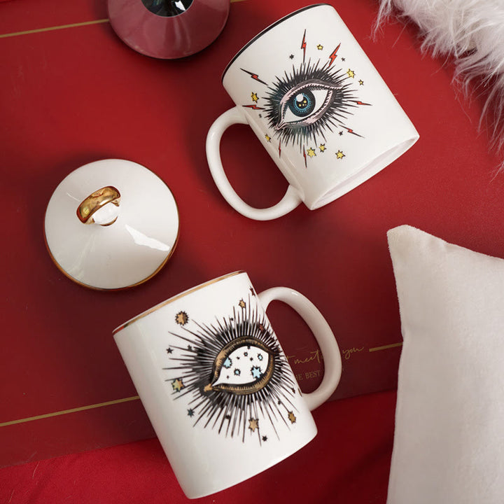 Olivenorma Tazza da caffè creativa Evil Eye con coperchio