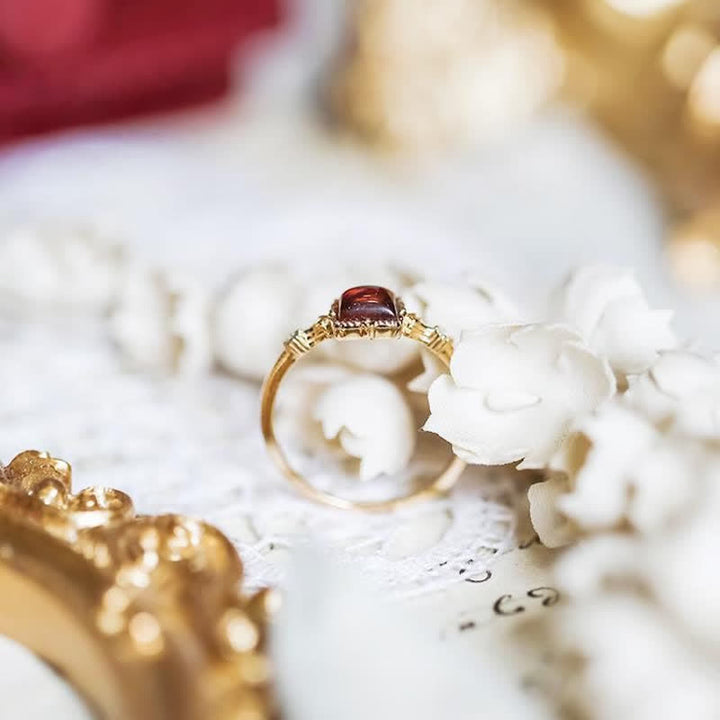 Olivenorma Anello Sottile Ambra Quadrato Semplice