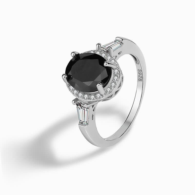 Olivenorma S925 Anello da uomo in argento e onice nero