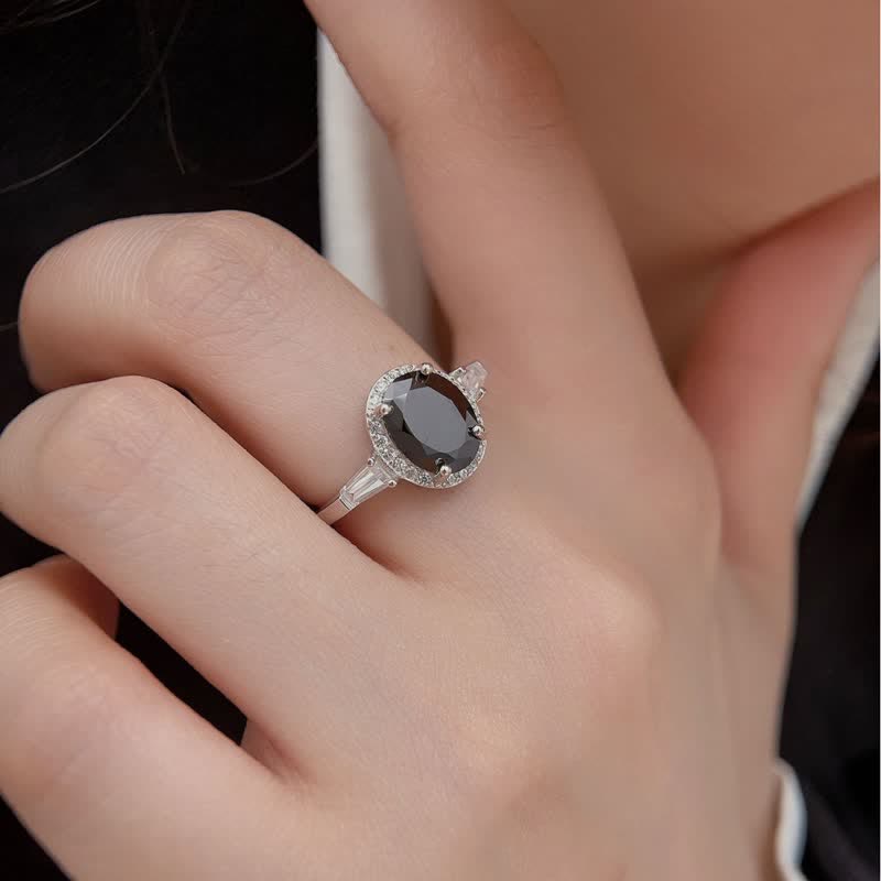 Olivenorma S925 Anello da uomo in argento e onice nero