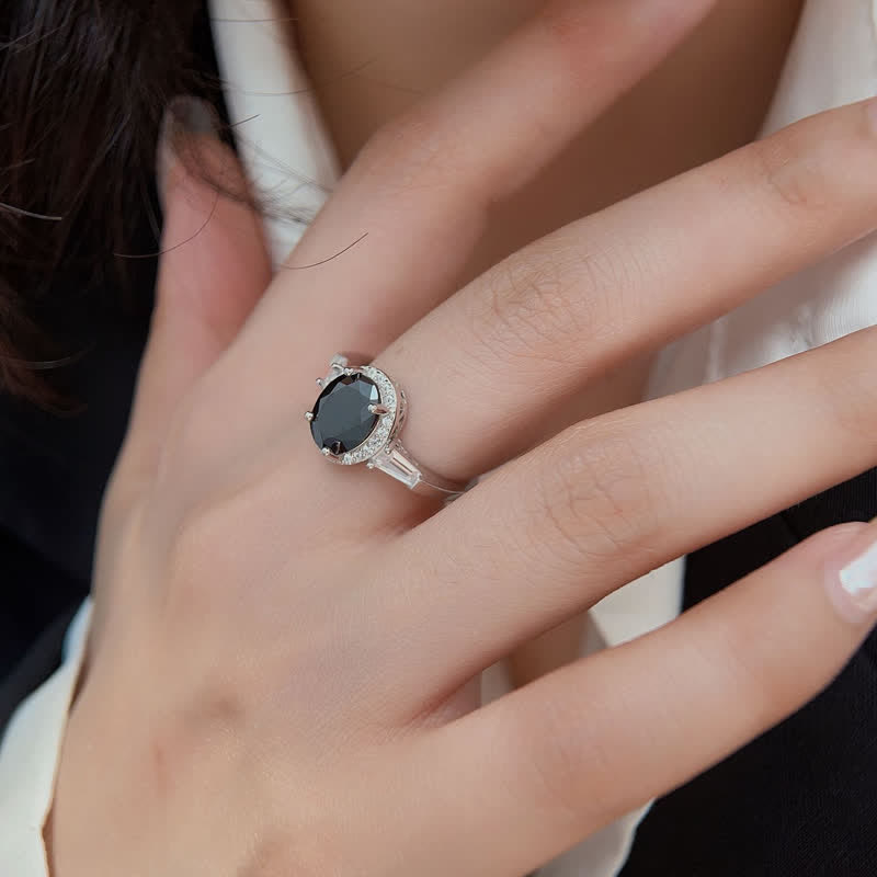 Olivenorma S925 Anello da uomo in argento e onice nero