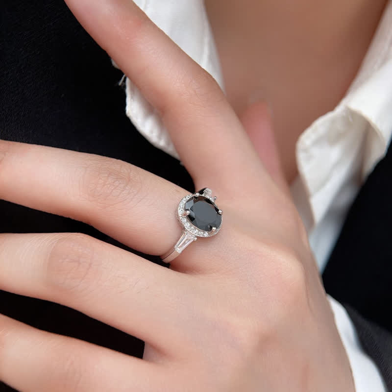 Olivenorma S925 Anello da uomo in argento e onice nero