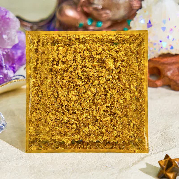 Olivenorma 8cm Piramide di Orgone di Perla e Tormalina 