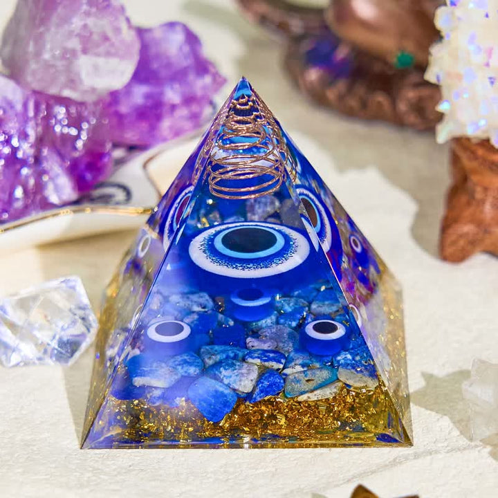 Olivenorma Piramide Orgonica Naturale Sodalite Blu Malocchio