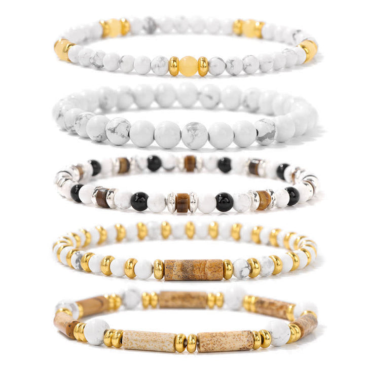 Olivenorma Braccialetto di perline di pietra da 4 mm, 5 pezzi 